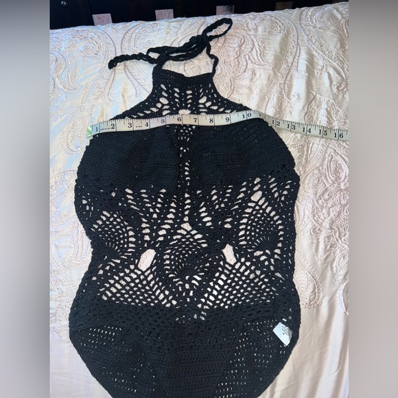 NWT Charlotte Russe Black Crochet One Piece Swimsuit - Picture 5 of 7